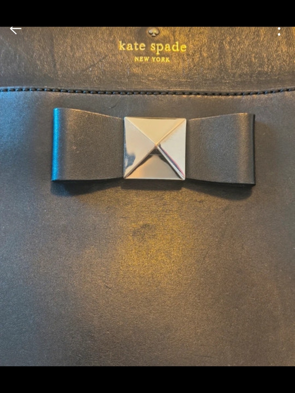 Kate Spade Black Leather Bow-Front Top-Handle Bag - Picture 2 of 7